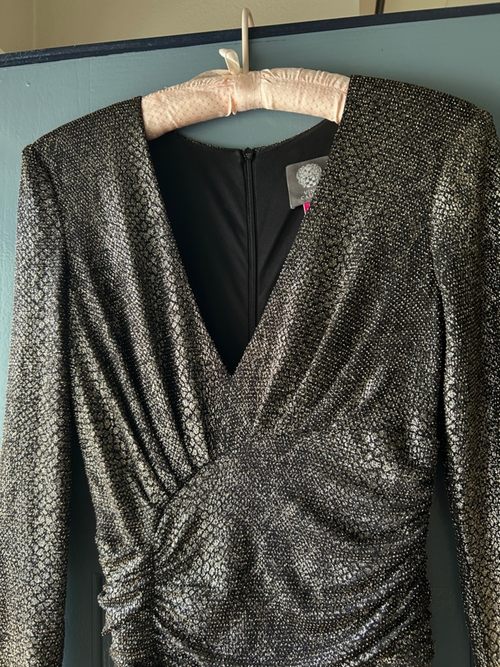 Vince Camuto Black Dress with Gold Sparkle Detail